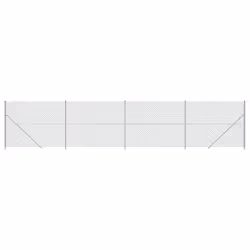 vidaXL Chain Link Fence Patio Outdoor Wire Mesh Fence with Flange Fence Panel - silver, 1.4 x 10 m