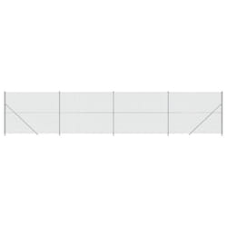vidaXL Chain Link Fence Patio Outdoor Wire Mesh Fence with Flange Fence Panel - silver, 1.4 x 10 m