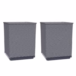 vidaXL Planters Raised Garden Bed Flower Plant Pot Planter Pot Polypropylene - dark grey, 2 pcs