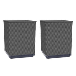 vidaXL Planters Raised Garden Bed Flower Plant Pot Planter Pot Polypropylene - black, 2 pcs