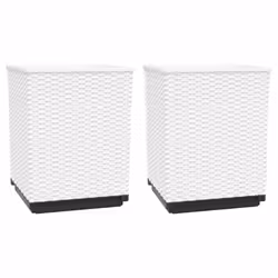 vidaXL Planters Raised Garden Bed Flower Plant Pot Planter Pot Polypropylene - white, 2 pcs