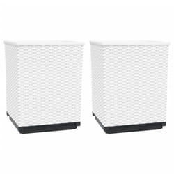 vidaXL Planters Raised Garden Bed Flower Plant Pot Planter Pot Polypropylene - white, 2 pcs