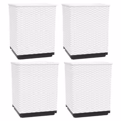 vidaXL Planters Raised Garden Bed Flower Plant Pot Planter Pot Polypropylene - white, 4 pcs