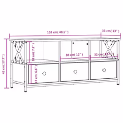 vidaXL TV Cabinet TV Unit TV Console Hifi Cabinet Engineered Wood and Iron - black, 102 x 33 x 45 cm - Additional view 11