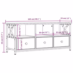 vidaXL TV Cabinet TV Unit TV Console Hifi Cabinet Engineered Wood and Iron - brown oak, 102 x 33 x 45 cm - Additional view 11