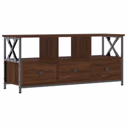 vidaXL TV Cabinet TV Unit TV Console Hifi Cabinet Engineered Wood and Iron - brown oak, 102 x 33 x 45 cm - Additional view 2