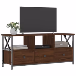 vidaXL TV Cabinet TV Unit TV Console Hifi Cabinet Engineered Wood and Iron - brown oak, 102 x 33 x 45 cm - Additional view 3