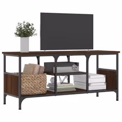 vidaXL TV Cabinet TV Unit TV Console Hifi Cabinet Engineered Wood and Iron - brown oak, 100 x 35 x 45 cm - Additional view 4