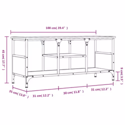 vidaXL TV Cabinet TV Unit TV Console Hifi Cabinet Engineered Wood and Iron - brown oak, 100 x 35 x 45 cm - Additional view 9