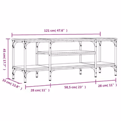vidaXL TV Cabinet Media Console Sideboard Engineered Wood and Iron - smoked oak, 121 x 35 x 45 cm - Additional view 3