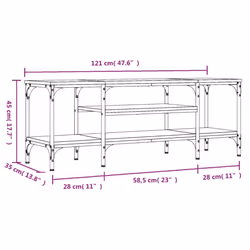 vidaXL TV Cabinet Media Console Sideboard Engineered Wood and Iron - grey sonoma, 121 x 35 x 45 cm - Additional view 8
