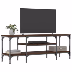 vidaXL TV Cabinet Media Console Sideboard Engineered Wood and Iron - brown oak, 121 x 35 x 45 cm - Additional view 2