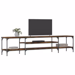 vidaXL TV Cabinet Media Console Sideboard Engineered Wood and Iron - smoked oak, 201 x 35 x 45 cm - Additional view 2