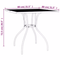 vidaXL Garden Table Outdoor Table Dining Room Table Anthracite Steel Mesh - 80 x 80 x 72.5 cm - Additional view 5