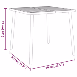 vidaXL Garden Table Outdoor Table Patio Dining Coffee Table Anthracite Steel - 80 x 80 x 71 cm