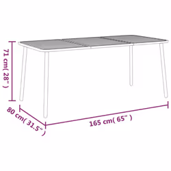 vidaXL Garden Table Outdoor Table Patio Dining Coffee Table Anthracite Steel - 165 x 80 x 71 cm - Additional view 3