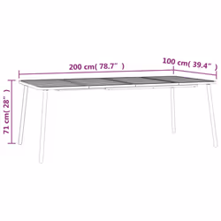 vidaXL Garden Table Outdoor Table Patio Dining Coffee Table Anthracite Steel - 200 x 100 x 71 cm