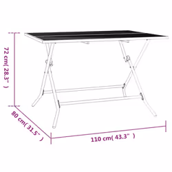 vidaXL Folding Garden Table Outdoor Folding Table Patio Anthracite Steel Mesh - 110 x 80 x 72 cm