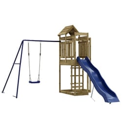 vidaXL Outdoor Playset Playhouse Play Tower Garden Playground Set Solid Wood - solid impregnated pinewood