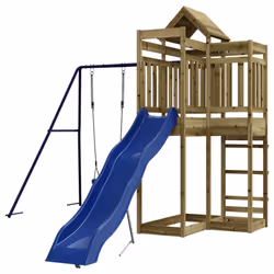 vidaXL Outdoor Playset Playhouse Play Tower Garden Playground Set Solid Wood - solid impregnated pinewood