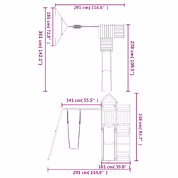 vidaXL Outdoor Playset Playhouse Play Tower Garden Playground Set Solid Wood - solid impregnated pinewood