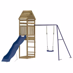 vidaXL Outdoor Playset Playhouse Play Tower Playground Set Solid Wood Douglas - solid impregnated pinewood