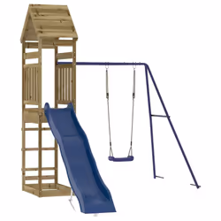 vidaXL Outdoor Playset Playhouse Play Tower Playground Set Solid Wood Douglas - solid impregnated pinewood