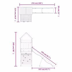 vidaXL Outdoor Playset Playhouse Play Tower Playground Set Solid Wood Douglas - solid pinewood