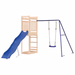 vidaXL Outdoor Playset Playhouse Play Tower Playground Set Solid Wood Pine - solid pinewood