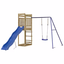 vidaXL Outdoor Playset Playhouse Play Tower Playground Set Solid Wood Pine - solid impregnated pinewood