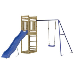 vidaXL Outdoor Playset Playhouse Play Tower Playground Set Solid Wood Pine - solid impregnated pinewood
