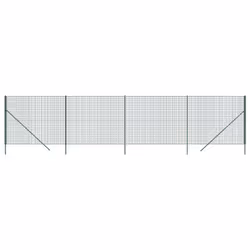vidaXL Wire Mesh Fence Chain Link Fence Panel Green Galvanised Steel 1.4x10 m - green, 2 x 10 m