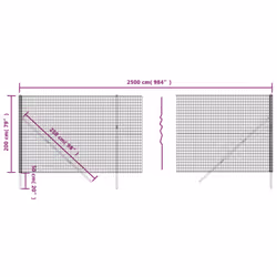 vidaXL Wire Mesh Fence Chain Link Fence Panel Green Galvanised Steel 1.4x10 m - green, 2 x 25 m