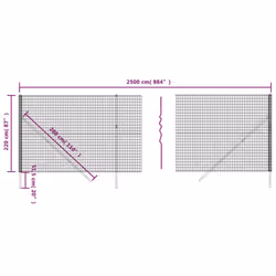 vidaXL Wire Mesh Fence Chain Link Fence Panel Green Galvanised Steel 1.4x10 m - green, 2.2 x 25 m - Additional view 4