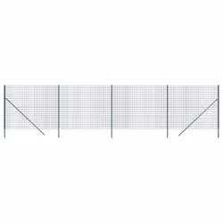 vidaXL Wire Mesh Fence Chain Link Fence Panel Green Galvanised Steel 0.8x10 m - green, 1.4 x 10 m