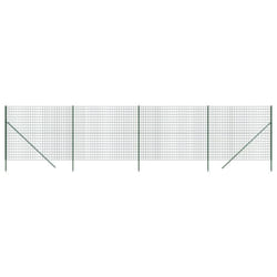 vidaXL Wire Mesh Fence Chain Link Fence Panel Green Galvanised Steel 0.8x10 m - green, 1.4 x 10 m