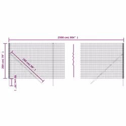 vidaXL Wire Mesh Fence Chain Link Fence Panel Green Galvanised Steel 0.8x10 m - green, 2 x 25 m