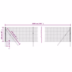 vidaXL Wire Mesh Fence Garden Wire Fencing Mesh Outdoor Fence Galvanised Steel - green, 1 x 10 m - Additional view 4