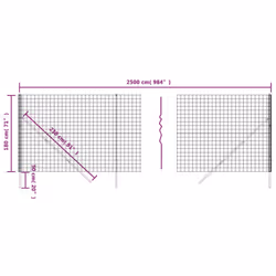 vidaXL Wire Mesh Fence Garden Wire Fencing Mesh Outdoor Fence Galvanised Steel - green, 1.8 x 25 m