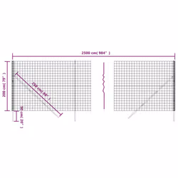 vidaXL Wire Mesh Fence Garden Wire Fencing Mesh Outdoor Fence Galvanised Steel - green, 2 x 25 m
