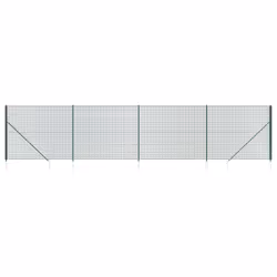 vidaXL Wire Mesh Fence Outdoor Garden Wire Fencing Mesh with Spike Anchors - green, 2 x 10 m