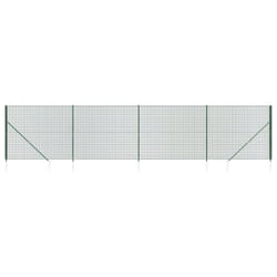 vidaXL Wire Mesh Fence Outdoor Garden Wire Fencing Mesh with Spike Anchors - green, 2 x 10 m