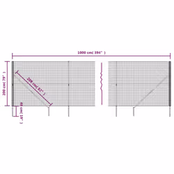 vidaXL Wire Mesh Fence Outdoor Garden Wire Fencing Mesh with Spike Anchors - green, 2 x 10 m - Additional view 4