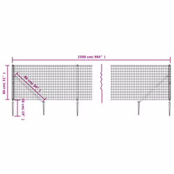 vidaXL Wire Mesh Fence with Spike Anchors Chain Link Fence Green 0.8x25 m - 0.8 x 25 m