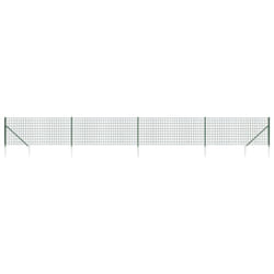 vidaXL Wire Mesh Fence Outdoor Garden Wire Fencing Mesh with Spike Anchors - green, 1 x 10 m