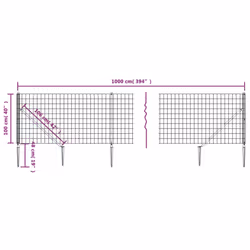 vidaXL Wire Mesh Fence Outdoor Garden Wire Fencing Mesh with Spike Anchors - green, 1 x 10 m