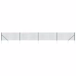 vidaXL Wire Mesh Fence Outdoor Garden Wire Fencing Mesh with Spike Anchors - green, 1.1 x 10 m