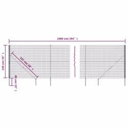 vidaXL Wire Mesh Fence Outdoor Garden Wire Fencing Mesh with Spike Anchors - green, 1.4 x 10 m - Additional view 4