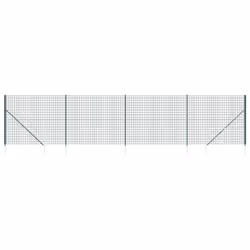 vidaXL Wire Mesh Fence Outdoor Garden Wire Fencing Mesh with Spike Anchors - green, 1.6 x 10 m
