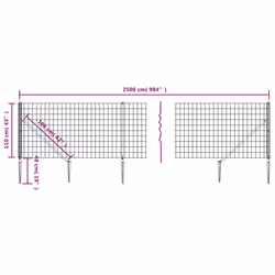 vidaXL Wire Mesh Fence Outdoor Garden Wire Fencing Mesh with Spike Anchors - green, 1.1 x 25 m